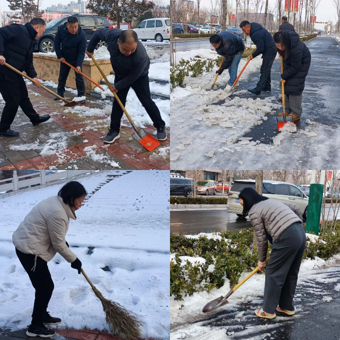 縣委老干部局黨員干部發(fā)揮先鋒模范作用，掃雪除冰護(hù)安全